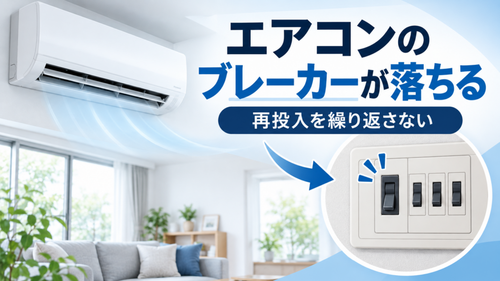 エアコンのブレーカーが落ちたときに再投入を繰り返さないよう注意するアイキャッチ