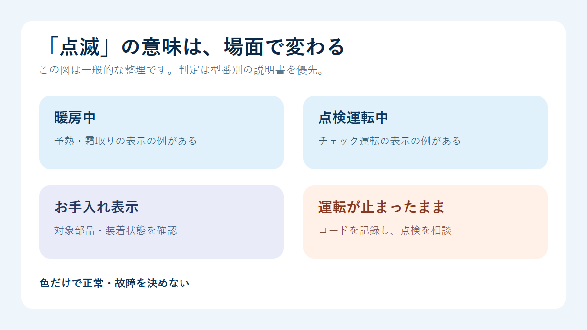 正常な表示と点検が必要な表示を分ける図